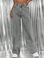 Women's Vintage Style Loose Fit Straight Leg Jeans, Casual Fitted Denim Jeans for Fall & Winter, Classic Boyfriend Look