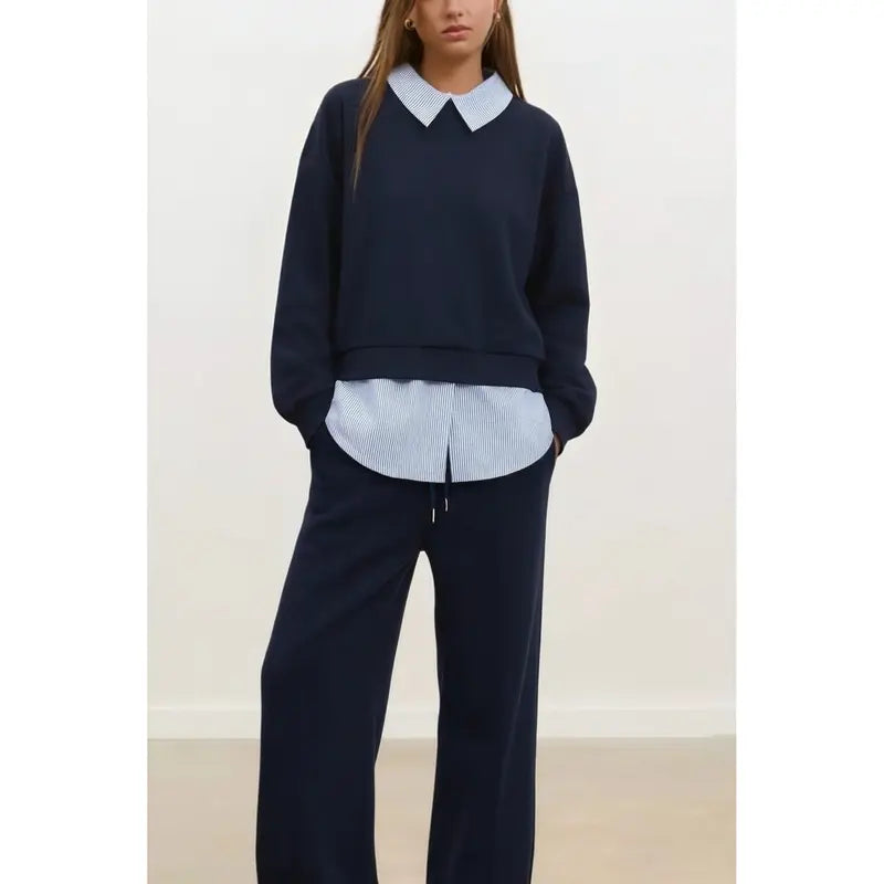 Women's two-piece set, including a top and trousers