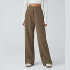 High Waisted Side Pocket Straight Leg Mop Corduroy Casual Pants