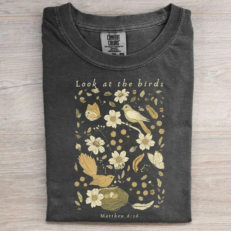 Vintage Floral Bird T-shirt