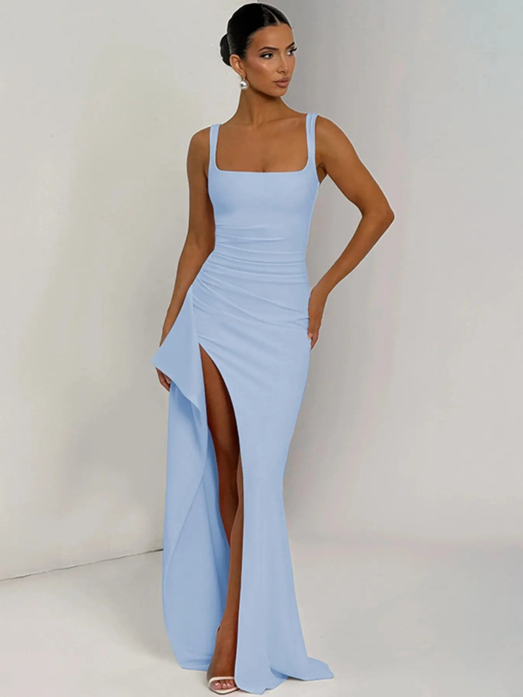 Women's Plain Split Thigh Backless Dress, Elegant Sexy Sleeveless Dress for Party Club Dating Wear, Ladies Clothes for All Seasons, Floor Length Slip Dress