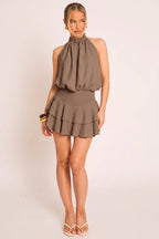 Black Textured Flippy Playsuit - Bernice