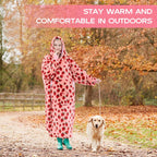 Wearable Blanket Hoodie Oversized Sherpa Fleece Hooded Sweatshirt Blanket with Sleeves,Cozy and Giant Blanket Hoodie Extra Long for Adults Women Winter Gift (Strawberry)