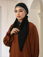 Women's Fashion Plain Bejeweled Stretchy Cap, Casual Versatile Simple Hijab, Breathable Sun Protection Sweat-Wicking Jersey Hijabs