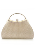 Curveins Gold Ruched Sparkling Rhinestone Embellished Wristlet Chain Evening Bag