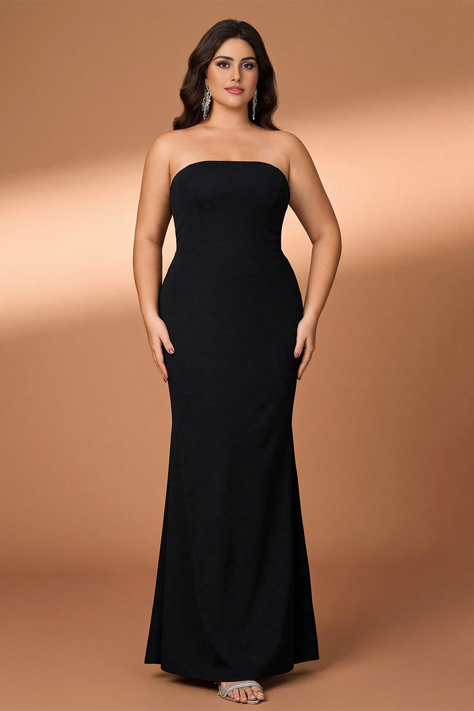 Curveins Plus Size Asymmetric One-Shoulder Rhinestone Detail Dress
