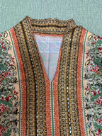 Bohemian Print Beaded Kaftan Dress, Long Evening Abaya Style Jalabiya, New Middle Eastern Women Fashion, Elegant Party Wear, Ethnic Print Kaftan