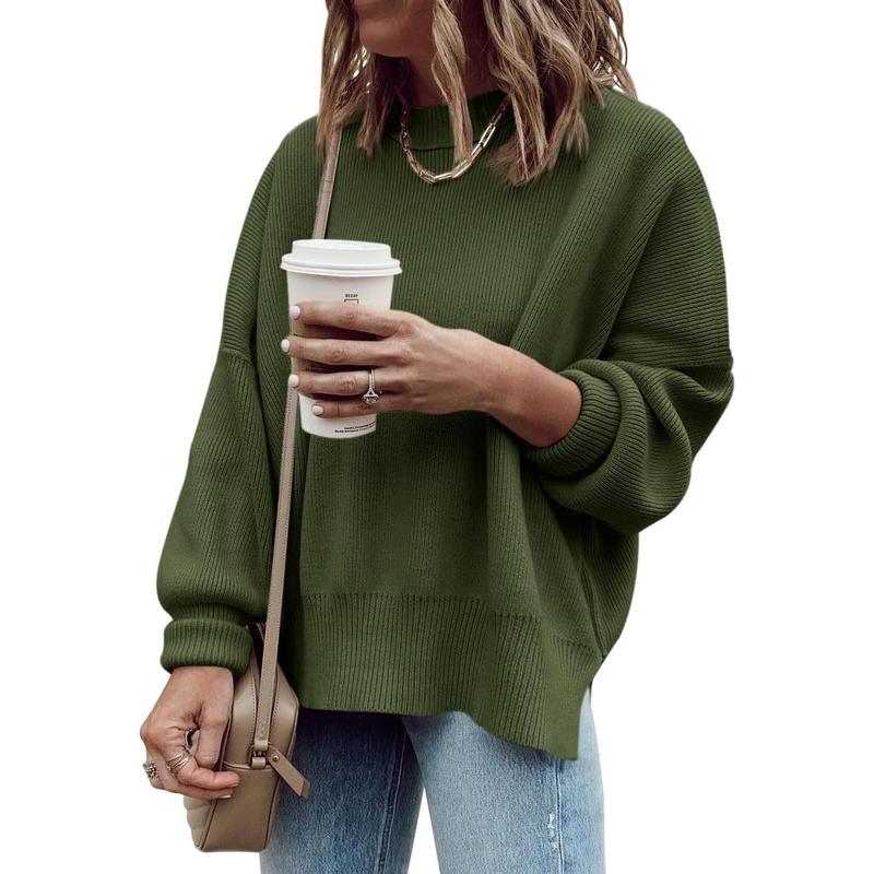 Womens Oversized Tunic Sweaters Fall Slouchy Long Sleeve Ribbed Knit Side Slit Pullover Jumper