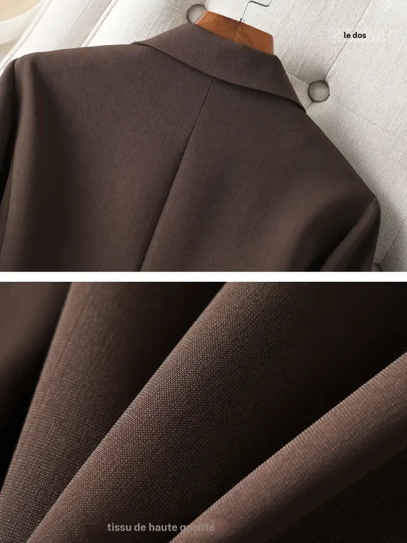 Women's Elegant One-Button Blazer Jacket, Slim-Fitting Long Sleeve Coat for Office Wear, Fall & Winter Fashion Outerwear