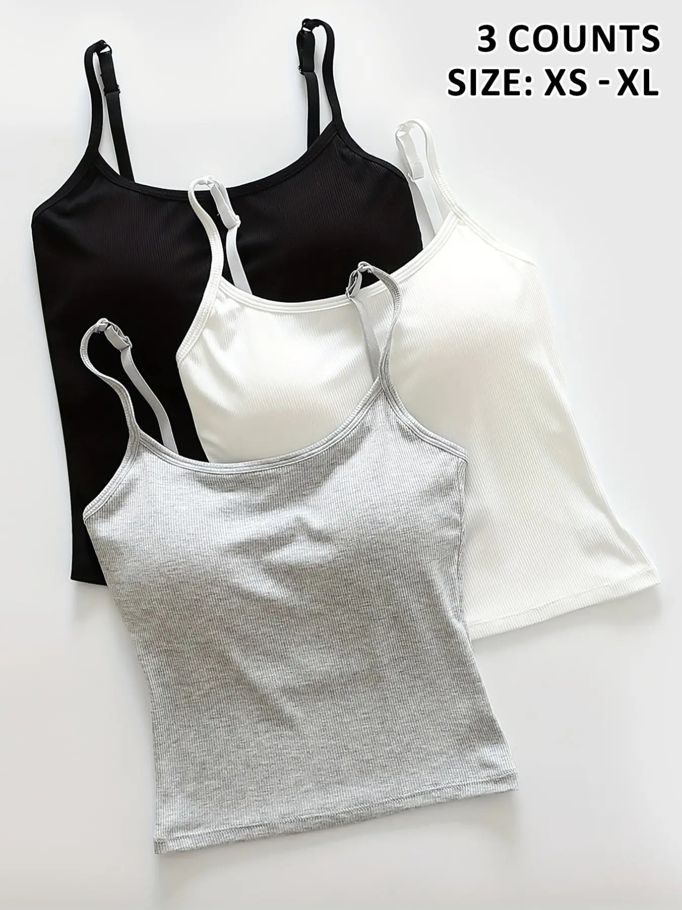 Women's solid-color tank top with padded bra
