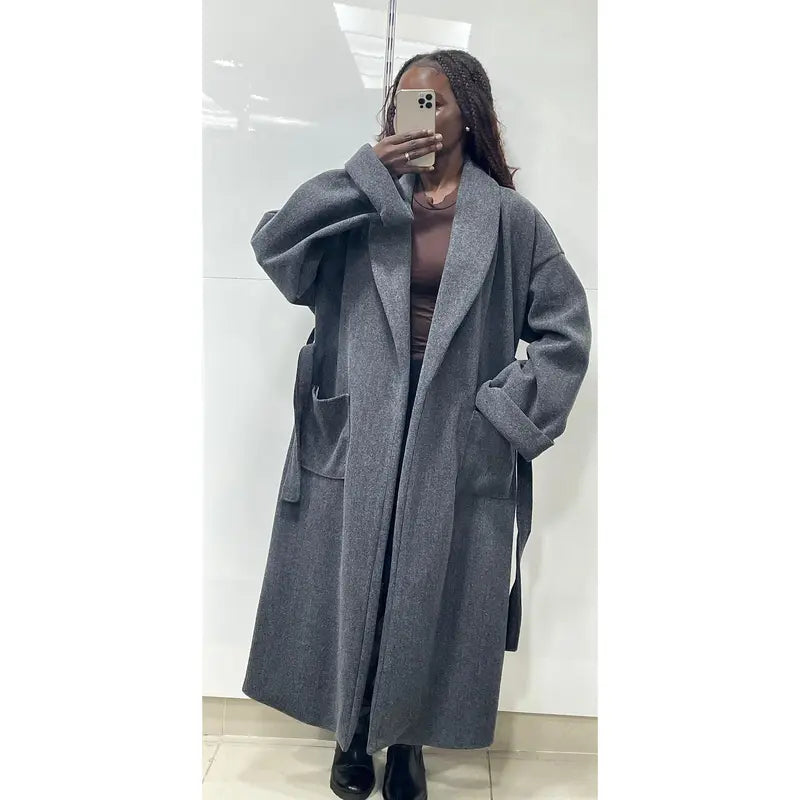 Wool trench coat with belt