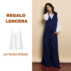 Women's suit, casual style, sleeveless jacket, loose trousers