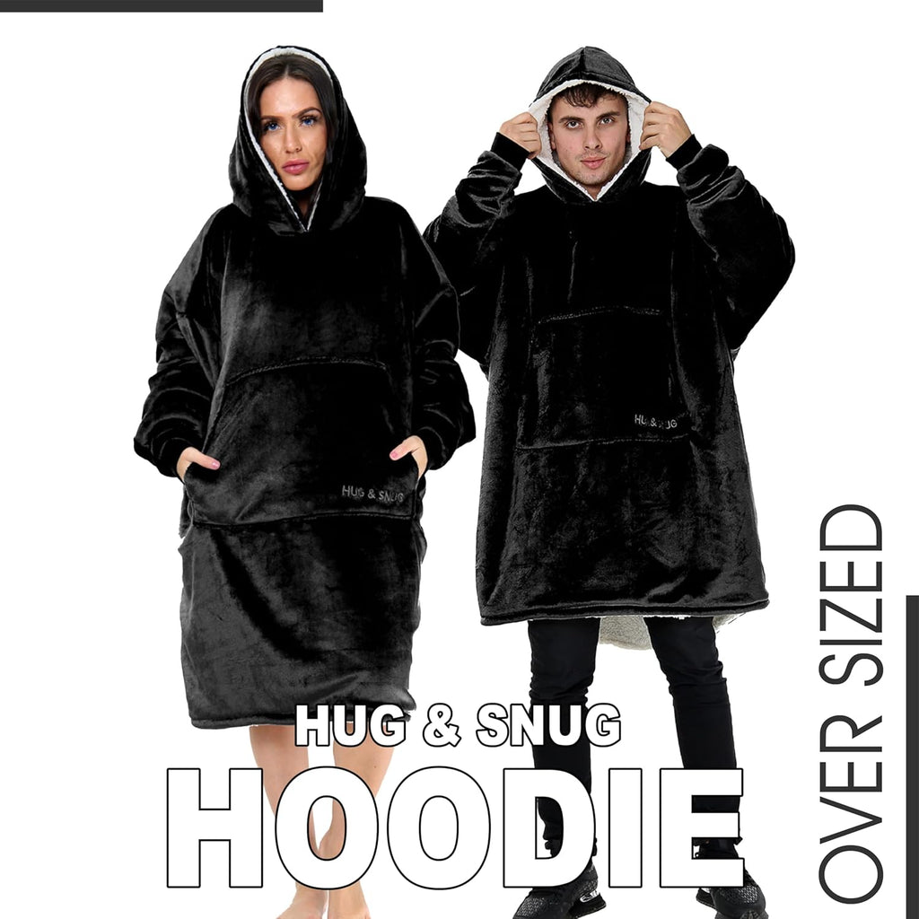 Oversized Hoodie Blanket Men Women, Ultra Soft Sherpa Fleece Warm Cosy Wearable Throw Sweatshirt Snuggle Oodies for Adults Teens with Big Pocket