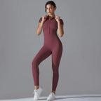 Women's Sexy Hip Lifting Fitness Jumpsuit, Tight Zipper Fitness Running Suit, Sports Pants Leggings Sport Women Fitness