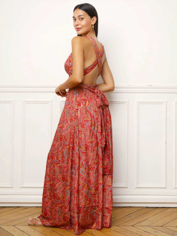 Robe longue multi-portés à imprimé cachemire