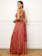 Robe longue multi-portés à imprimé cachemire