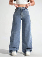 Women's Vintage Style Loose Fit Straight Leg Jeans, Casual Fitted Denim Jeans for Fall & Winter, Classic Boyfriend Look