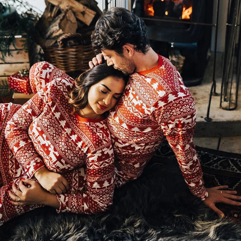 Red Long Sleeve Matching Family Christmas Pyjamas