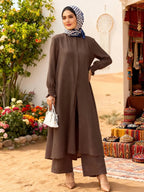 Arabian Style Modesty Two-Piece Set for Muslim Women Long Sleeve Shirt & Pants, Plus Size, Perfect for Spring & Fall Seasons