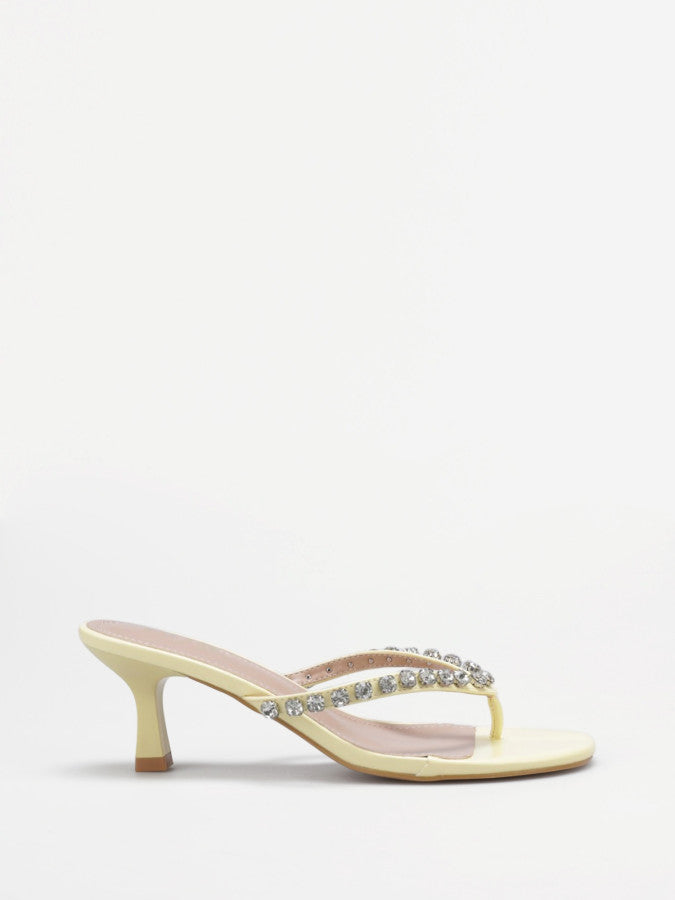 Tongs à strass et talon bobine