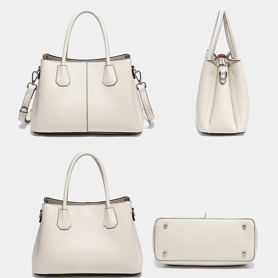 Women’s White Leather Top Handle Bag