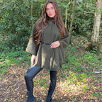 Belted Cape With Belt, High Neck with Button Fits Up To A Size30Autumn/Winter