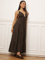 Robe longue à bijou et grands volants