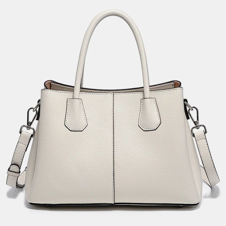 Women’s White Leather Top Handle Bag