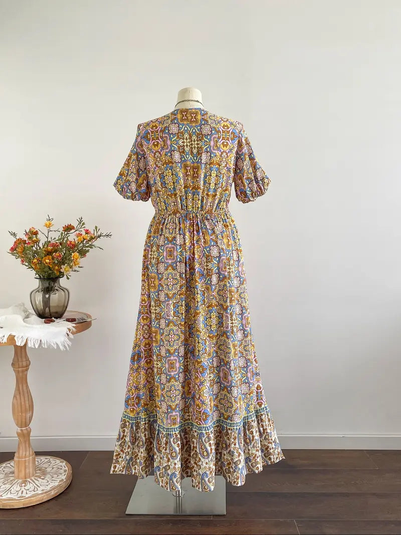 Plus Size Short-Sleeve Floral Print Dress
