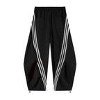 Loose Wide Leg Striped Track Pants Women's Casual Streetwear Joggers with Elastic Waistband & Side Pockets for Workout Clothes
