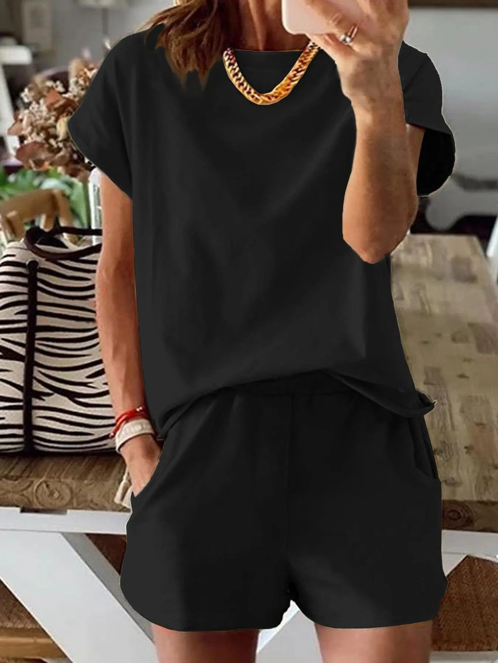 Women's Letter Print Two-Piece Set, Casual Short Sleeve T-Shirt and Sweatpants for Summer, Women's Everyday Wear