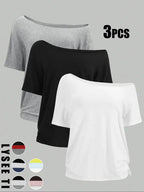 Women's Solid Color Tee, Casual Basic Short Sleeve T-shirt for Daily Wear, Ladies Clothes for All Seasons