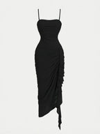 Women's Floral Print Ruched Asymmetrical Hem Dress