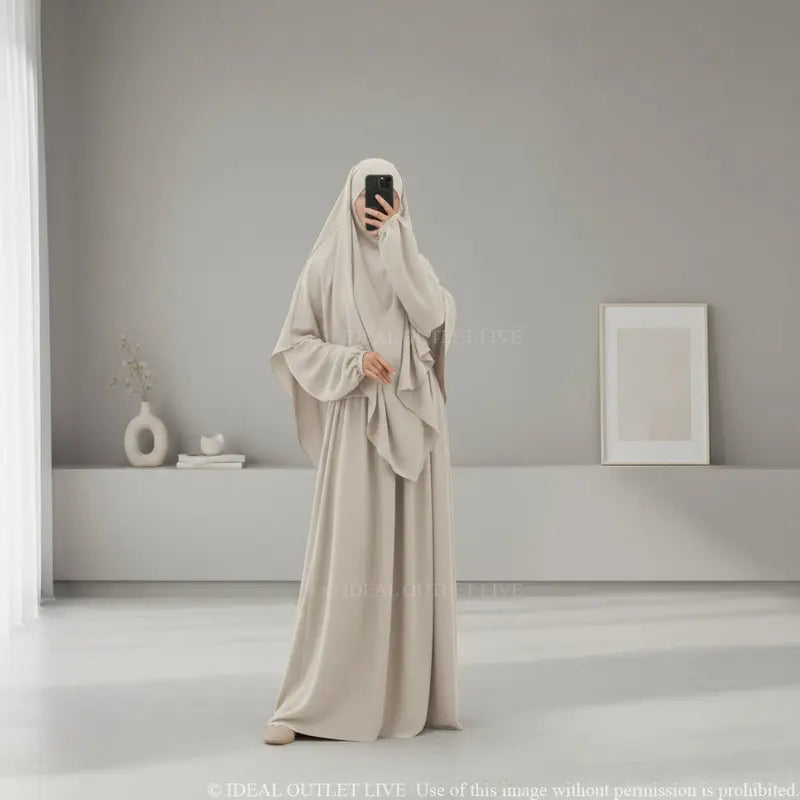 L'Ensemble de prière, Abaya Khimar 2 pièces en Tissu Jazz, Mastour et Pratique