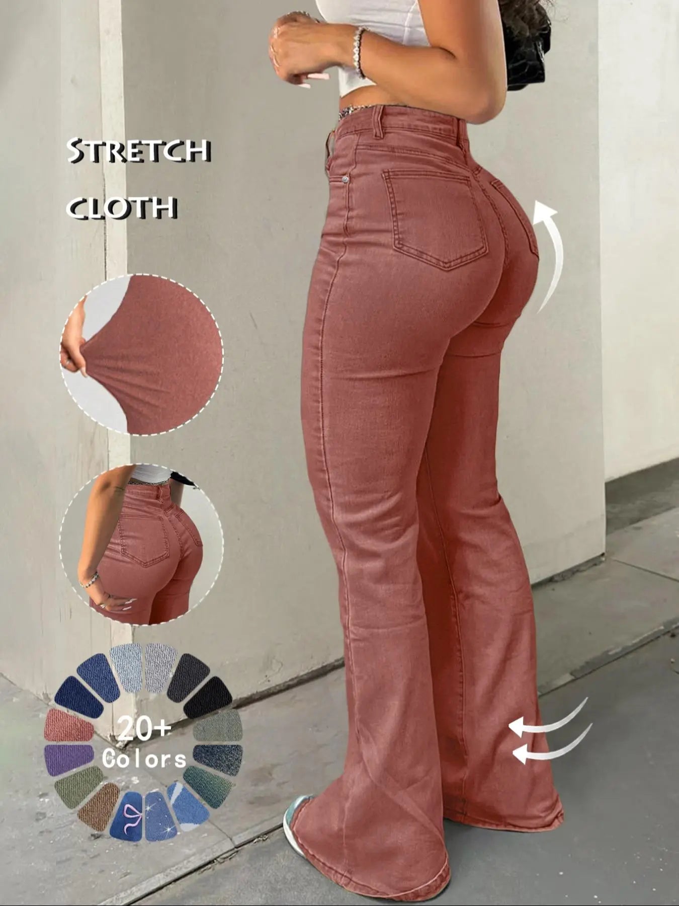 Y2K Women's High Waist Flare Leg Jeans,Casual Button Fly Pocket Design Bell Bottom Denim,Women's Bottoms for Daily Wear,000 Jeans,Fashionable And Versatile Women's Jeans,Suitable For Spring,Summer,Autumn And Winter