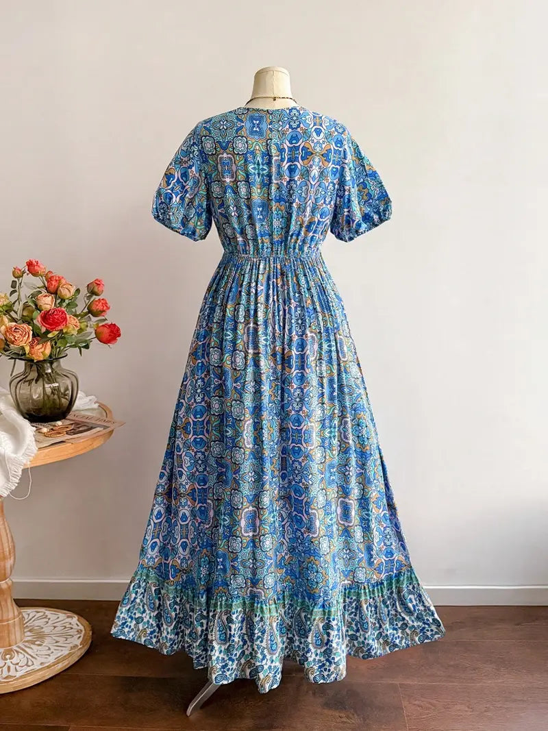 Plus Size Short-Sleeve Floral Print Dress
