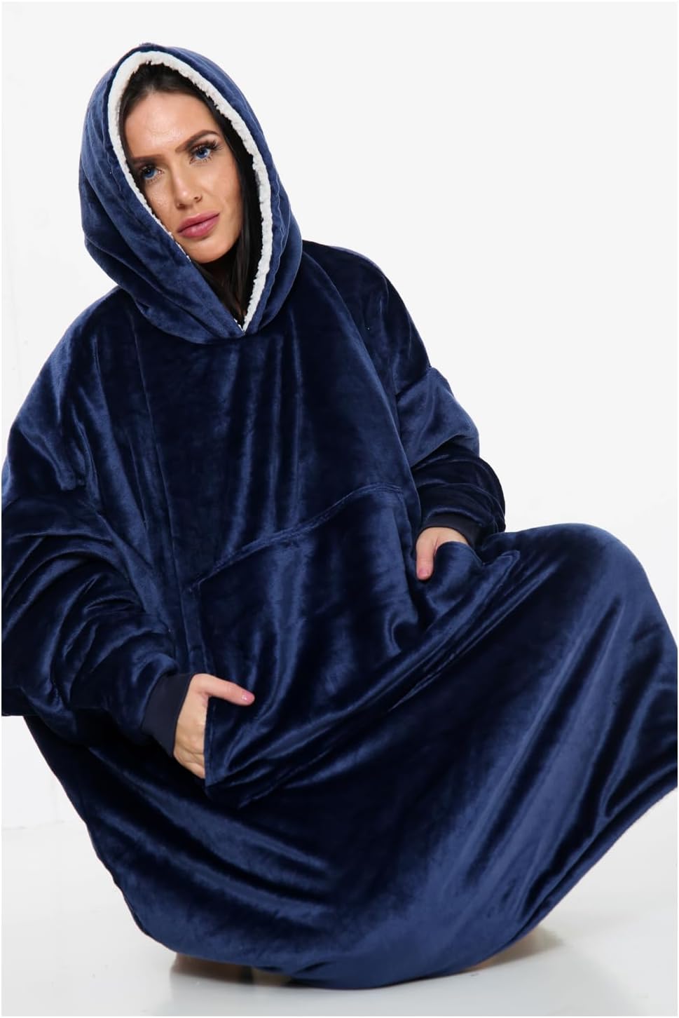 Oversized Hoodie Blanket Men Women, Ultra Soft Sherpa Fleece Warm Cosy Wearable Throw Sweatshirt Snuggle Oodies for Adults Teens with Big Pocket