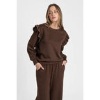 Women's tracksuit with ruffled top and trousers