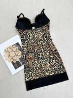 Elegant Leopard Print Body Shaping Dress, Adjustable Strap, Above the Knee, Casual Style, All Seasons, Women's Slimming Skirt, Shapewear