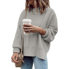 Womens Oversized Tunic Sweaters Fall Slouchy Long Sleeve Ribbed Knit Side Slit Pullover Jumper