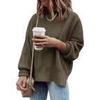 Womens Oversized Tunic Sweaters Fall Slouchy Long Sleeve Ribbed Knit Side Slit Pullover Jumper