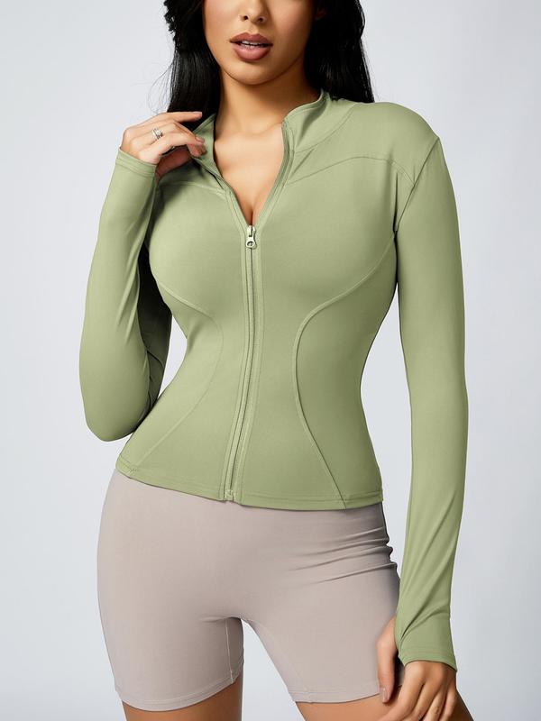 Women's Zip Up Sports Jacket, Tight Long Sleeve Sports Top, Ladies Sportswear Clothing for Spring Indoor Wear