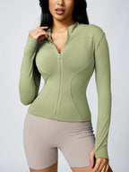 Women's Zip Up Sports Jacket, Tight Long Sleeve Sports Top, Ladies Sportswear Clothing for Spring Indoor Wear