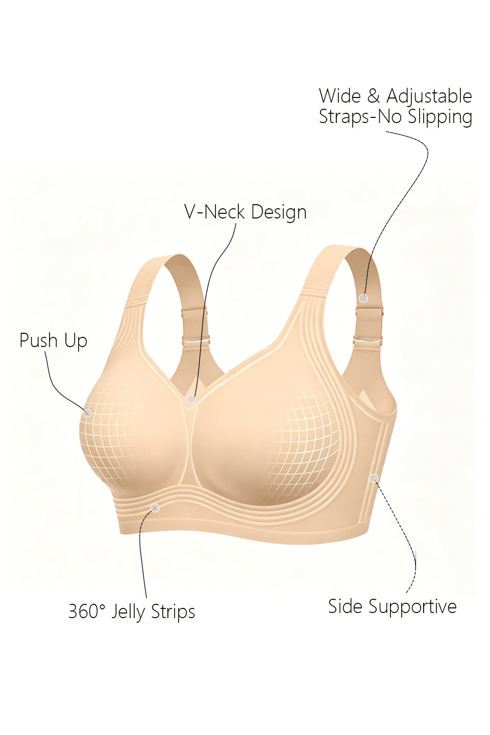 Curveins Plus Size Padded Wireless Full Coverage Comfortable Bra for Big Chest