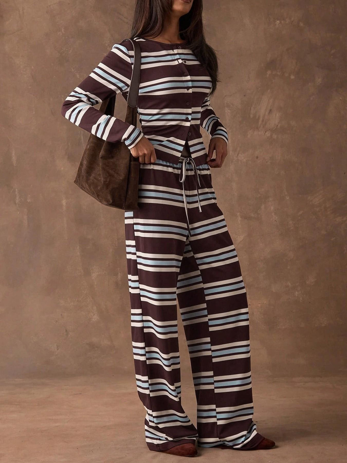 Women's Striped Knit Two-Piece Set