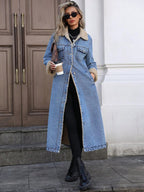 Women's Fall Winter Basic Chic Fashion Long Denim Jacket