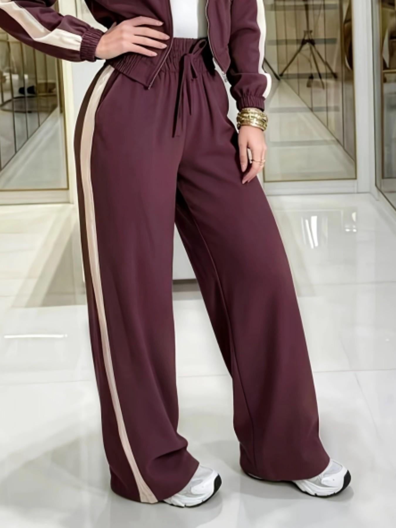Women's Two-Piece Set, Summer Matching Sets, Short Zipper Jacket and High Waist Pants
