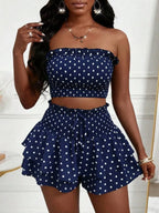 Women's cropped vest and mini skirt set