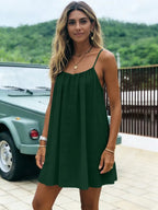 New Solid Backless Spaghetti Strap Short Dress