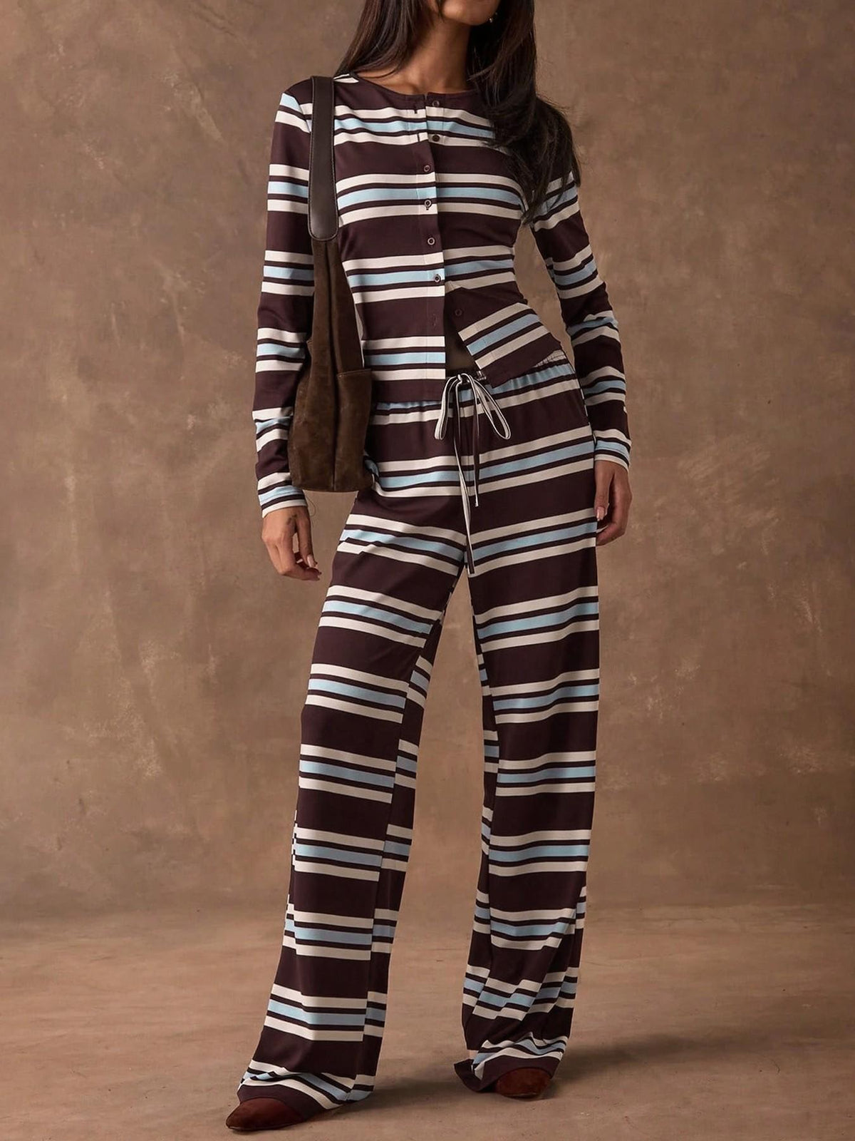 Women's Striped Knit Two-Piece Set